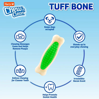 Durable Chew Toy Dogs Bacon Scented Dental Hygiene Extra Large Nylon Tuff Bone Textured Nubs Active Chewers