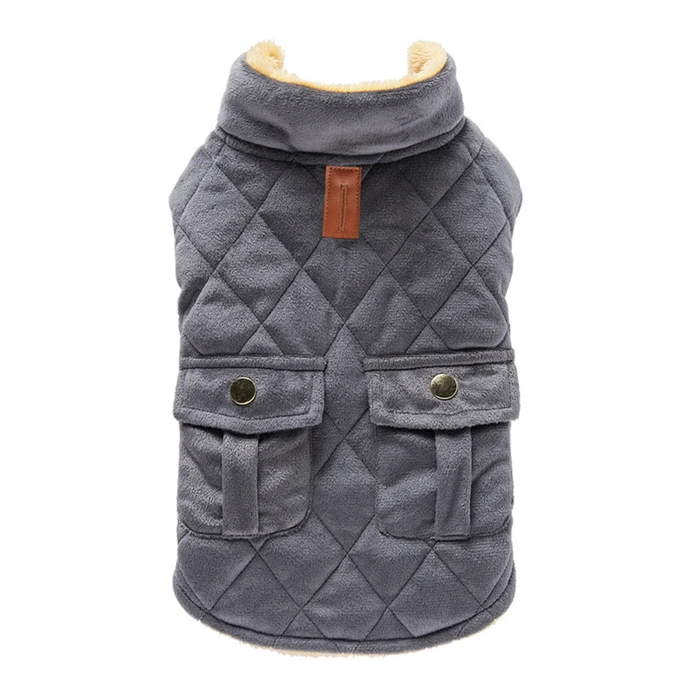 Winter Warm Plush Jackets for Dogs. Thickness Double Pockets Fashion.