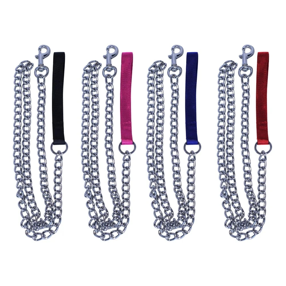 5ft Steel Chain Dog Leash with Nylon Handle Medium Large Pets Durable 4mm Welded Links Comfortable Control