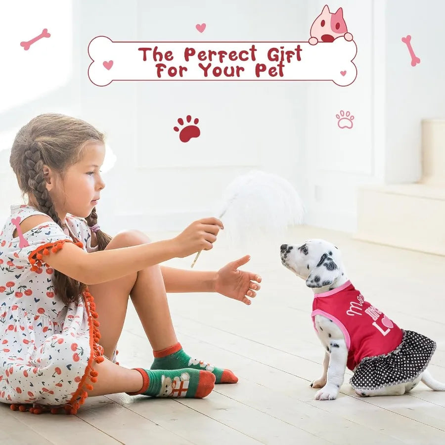 6 Pack Girl Dog/Cat Clothes. Cute Dog Sundress Puppy Summer Outfits with Ruffles