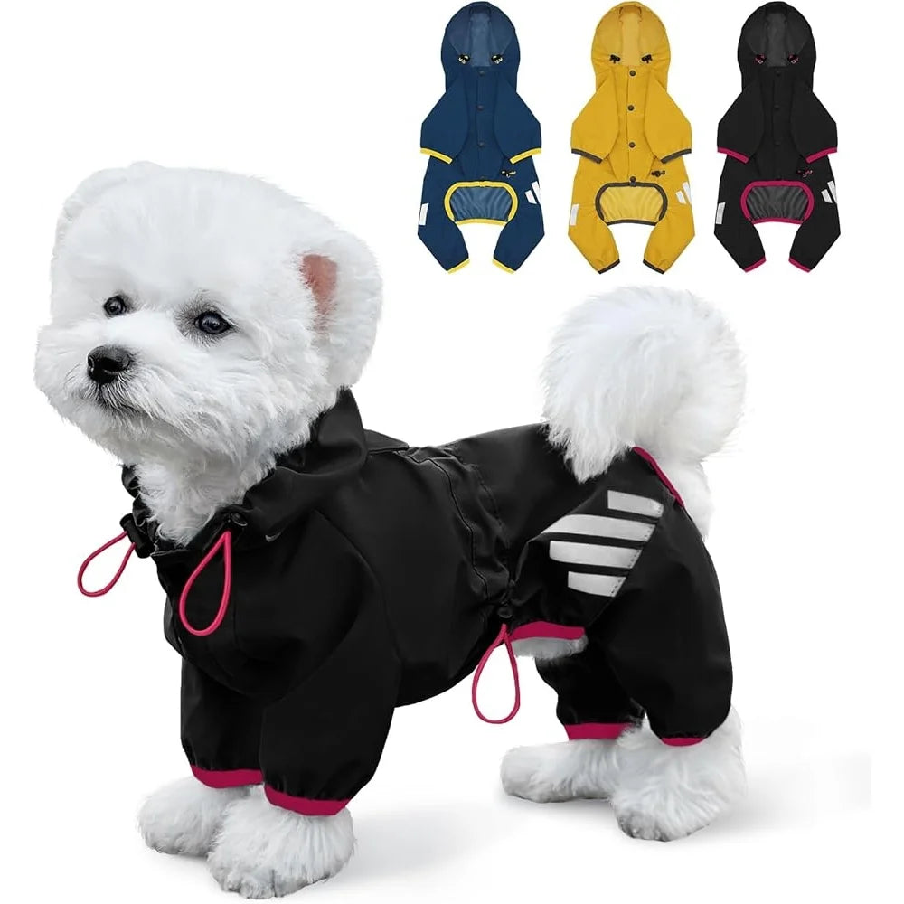 Waterproof Dog Raincoat Lightweight Reflective Straps with Leash Hole Comfortable Small Medium Dogs
