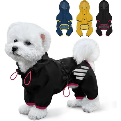 Waterproof Dog Raincoat Lightweight Reflective Straps with Leash Hole Comfortable Small Medium Dogs