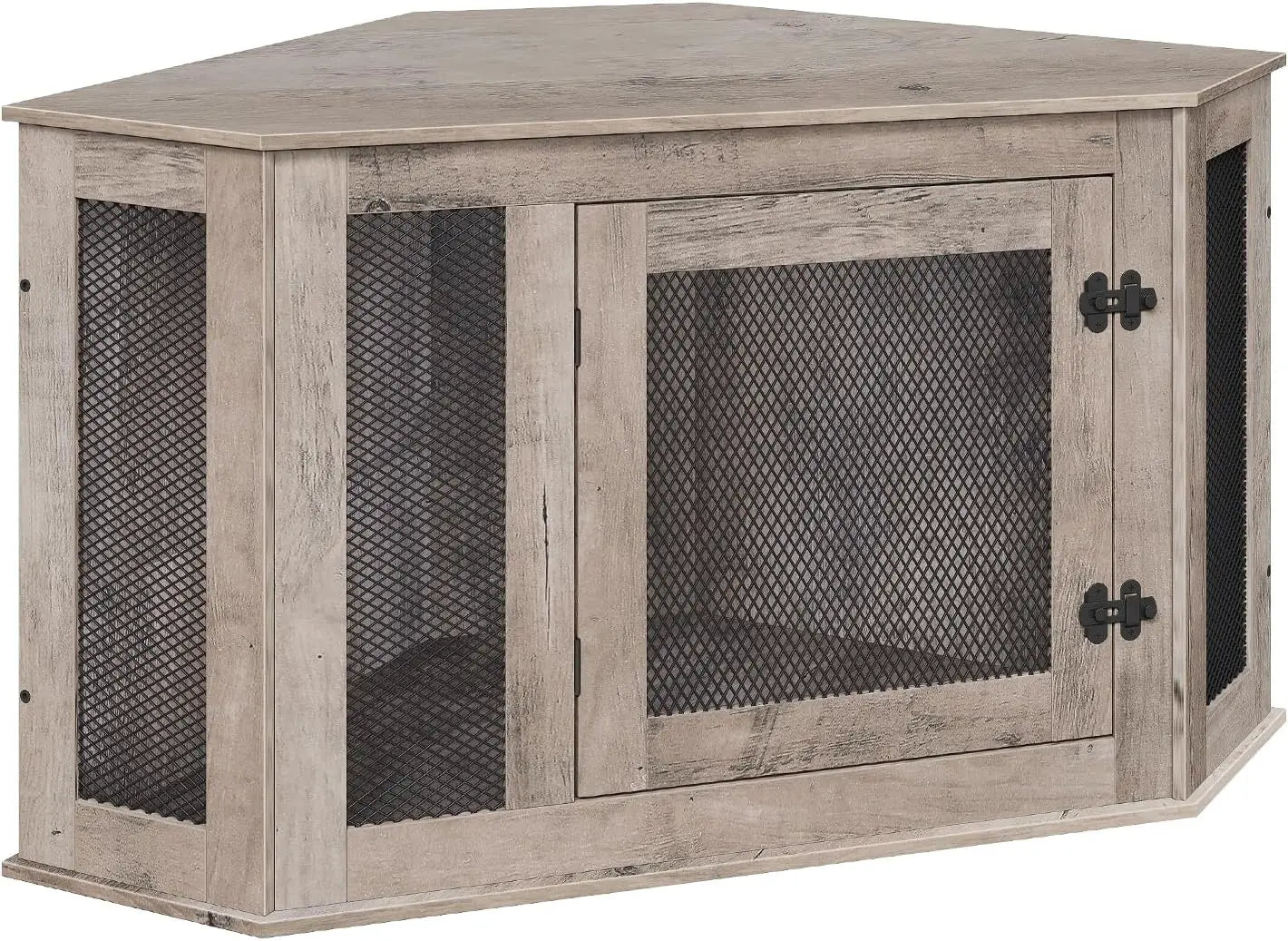 Corner Dog Crate Furniture, Wooden Kennel End Table, Decorative Indoor Use