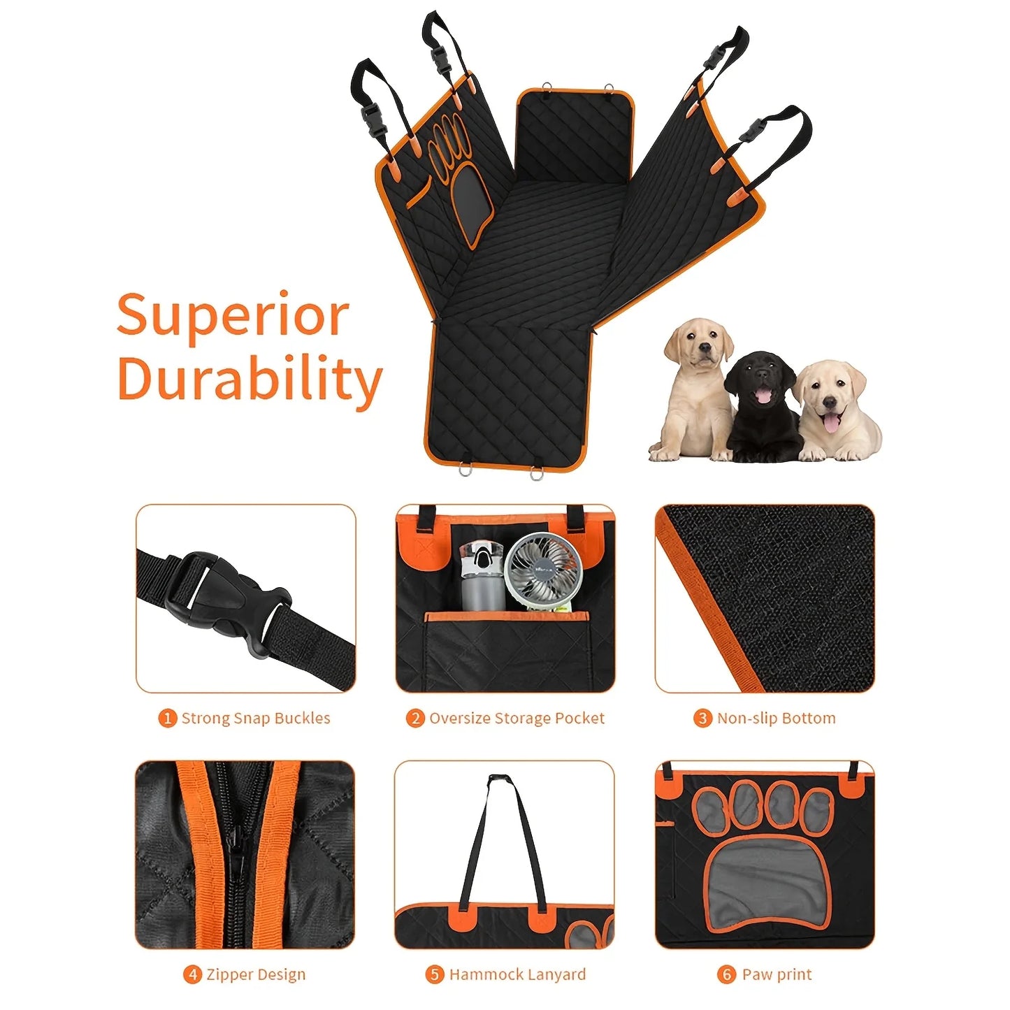 Dog Seat Cover, Pet Dog Seat Cover, Hammock Heavy Duty Scratch Resistant Anti Slip Durable Soft Pet Rear Seat Cover for Cars, Tr