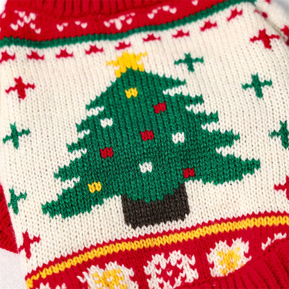 Christmas Reindeer Dog Sweater. Winter Holiday Clothes for Small Dogs Festive Xmas Tree Design Cozy Knit