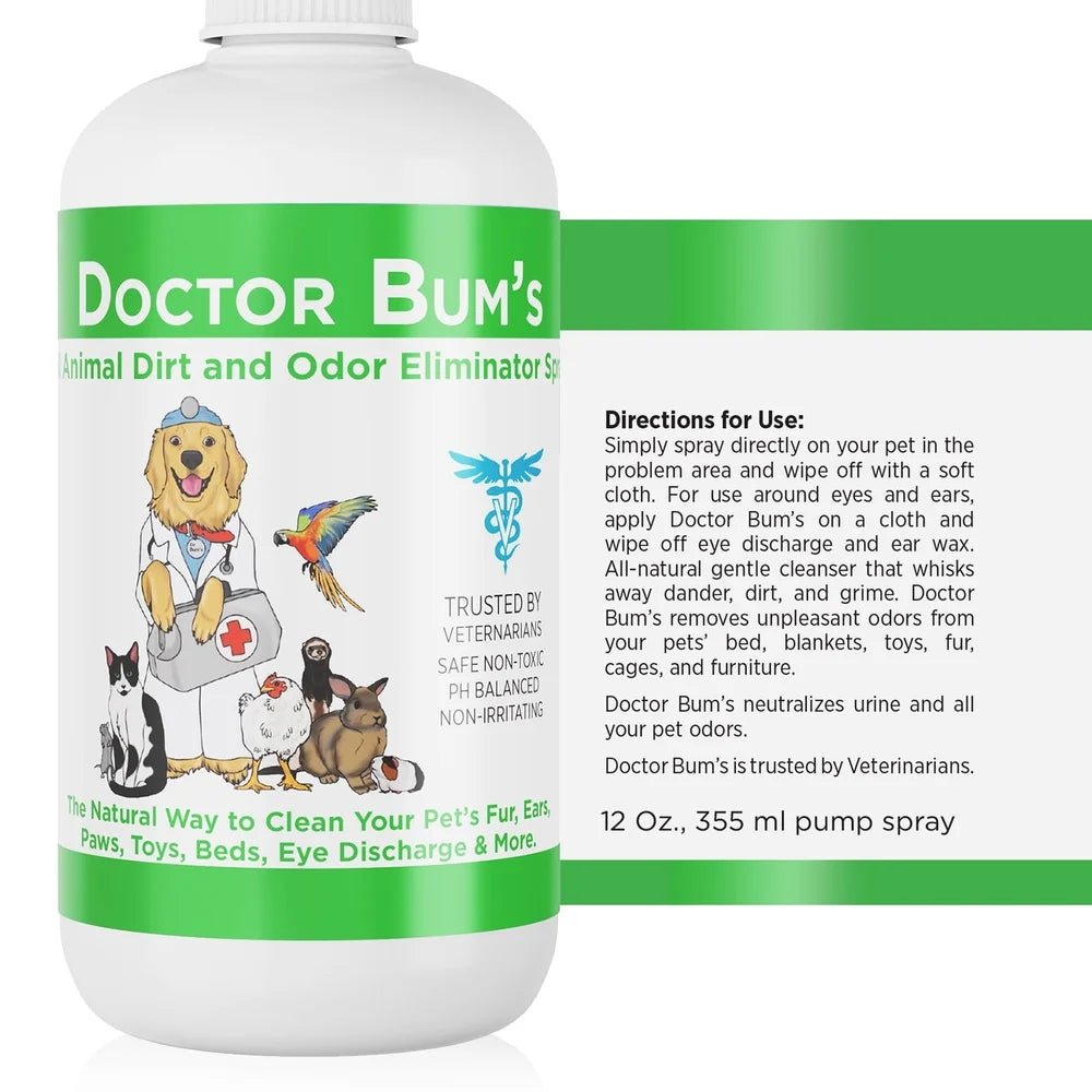 All Natural Pet Odor Eliminator Spray. Dogs Cats Gentle Cleanser Removes Dirt Dander Grime Safe All Pets