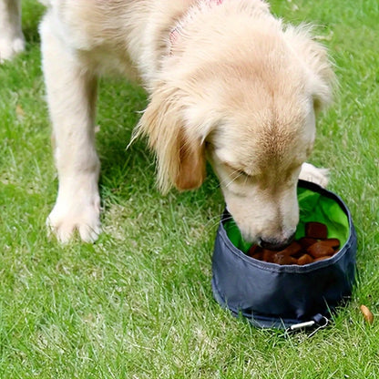 Portable Pet Water Food Feeder Bowl. Convenient, Collapsible Feeding or Water For Dog/Cat