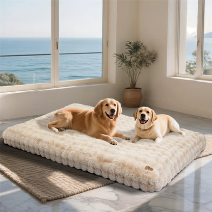 Fluffy Dog Crate Bed for Extra Large Dogs, Calming Anti Anxiety Dog Bed, Washable Soft Warm Crate