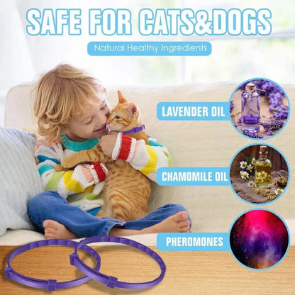Calming Collar, Anxiety Relief, Stress Reduction, Adjustable Waterproof Dog Cat Necklace