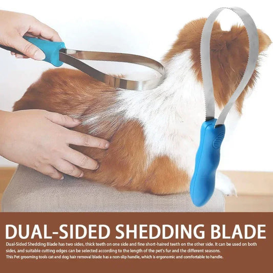 Pet Dog Metal Sweat Scraper Shedding Blade Brush Grooming Hair Care Tool