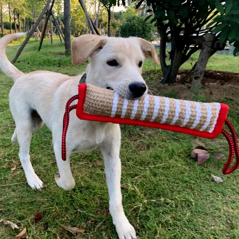 Dog Biting Pillow.  Tug Stick Hemp Training Chewing Durable Linen Molar Clean Teeth Interactive Toys Outdoor 2 Rope