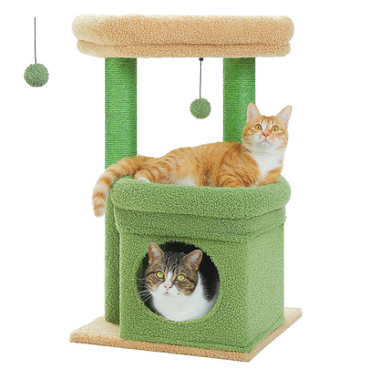This Cat Tree Tower is designed for 1–2 indoor cats to play, rest, and climb in comfort. Featuring a cozy condo, wide top perch, natural sisal posts, soft plush fabric, and a playful pom-pom, it’s the perfect all-in-one s