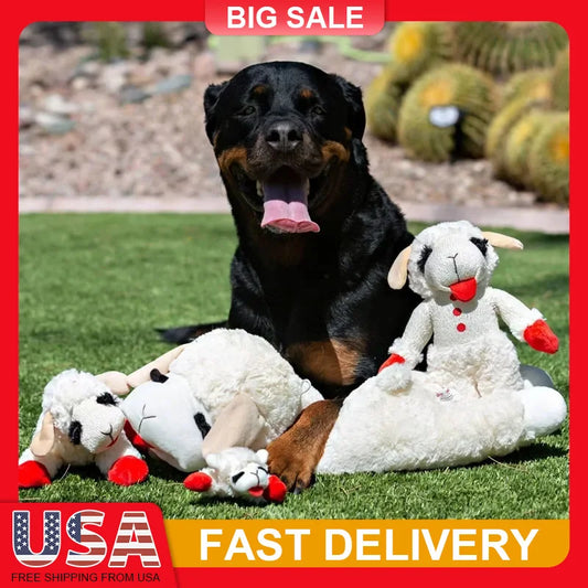 Lamb Chop Plush Dog Toy with Squeaker Interactive Puppy Toy for Small Medium Dogs