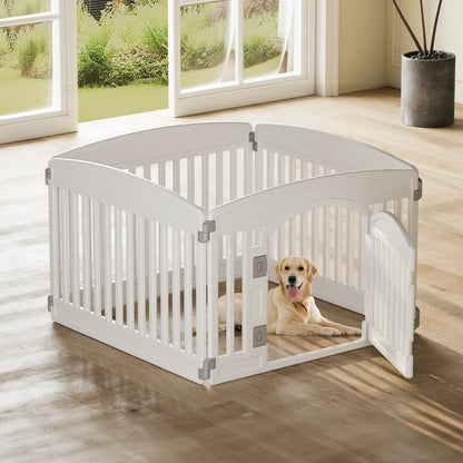 This Plastic Dog Playpen features 6 durable, expandable panels for medium dogs — perfect for indoor or outdoor use with its portable, foldable design.