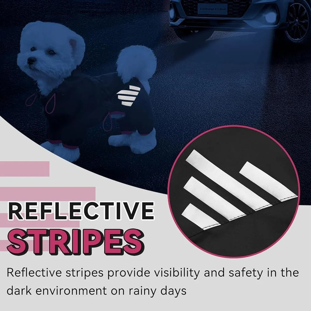 Waterproof Dog Raincoat Lightweight Reflective Straps with Leash Hole Comfortable Small Medium Dogs