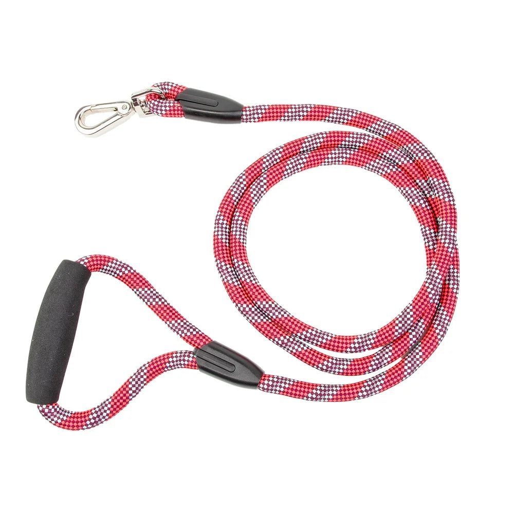 Heavy Duty Reflective Dog Leash. 6Ft Padded Handle Red Rope Medium Large  Evening Walks Durable Clip