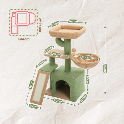 This Cat Tree Tower offers indoor cats endless fun and relaxation. Featuring cat scratching posts, a big hammock, and a removable top perch in two stylish designs, it’s perfect for climbing, lounging, and playtime in comfor