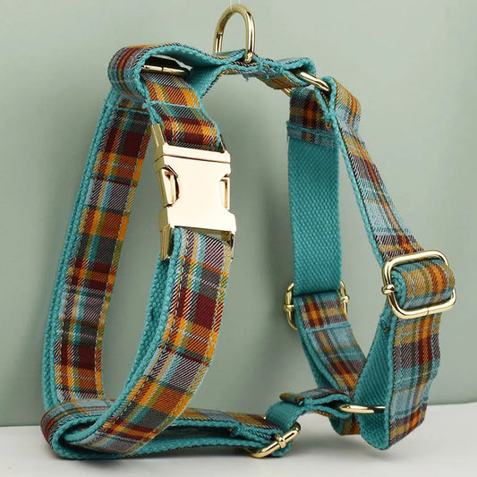 High Quality Custom Design Logo Cotton Pet Accessories Personalized Dog Collar Leashes Harness Bow Set