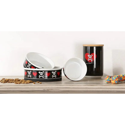 Ceramic Food & Water Bowls Non-Slip Secure, Less Feeding, Microwave & Dishwasher Safe, Small Set, 4.25x2,