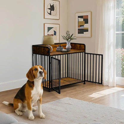 Wooden-Metal Dog Cage, End Table Dog Crate Furniture, Medium Dog Kennel Indoor 42" L X 24" W X 36" H