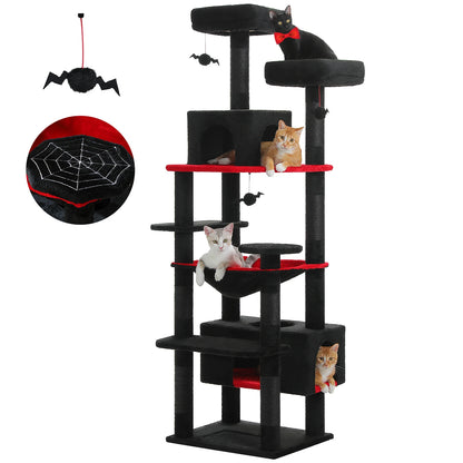 This Large Cat Tree and Tower is perfect for indoor cats to play, climb, and relax. Featuring sisal-covered scratching posts, spacious hammocks, padded perches, cozy condos, and engaging cat toys, it provides endless entertai