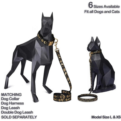 Crescent Moon Stars Dog Cat Collar Leash Harness Nylon Handmade Large Pets Unique Design Pack of 1