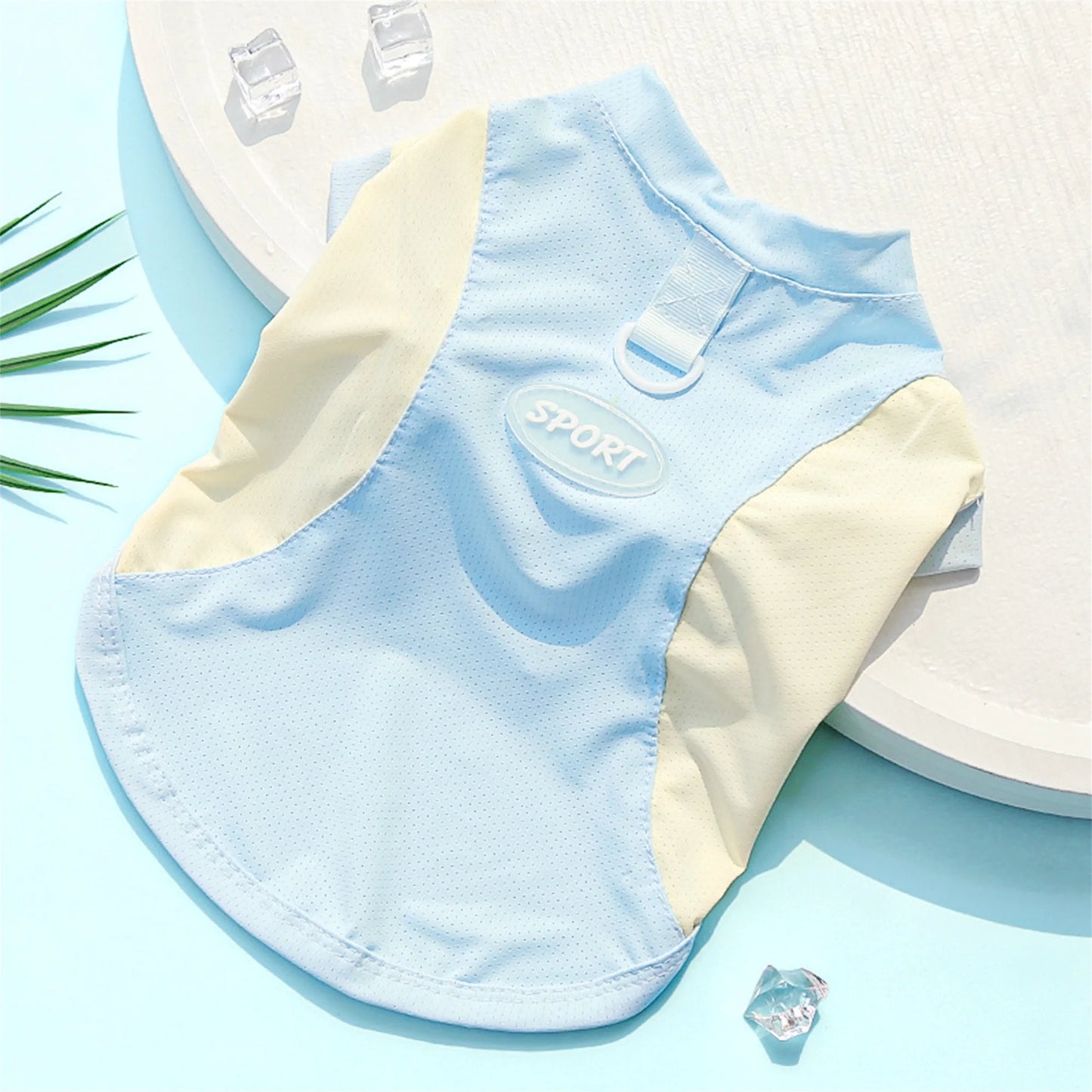 Breathable Cooling Dog T-Shirt with Ice Silk Material for Cats and Puppies - Lightweight and Soft Pet Tank Tops in Contrast