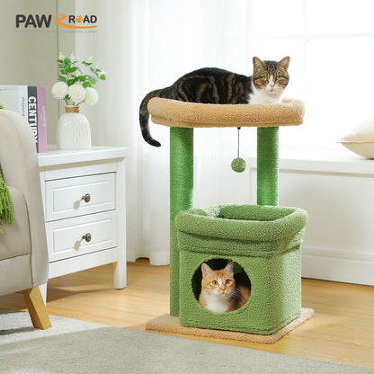 This Cat Tree Tower is designed for 1–2 indoor cats to play, rest, and climb in comfort. Featuring a cozy condo, wide top perch, natural sisal posts, soft plush fabric, and a playful pom-pom, it’s the perfect all-in-one s