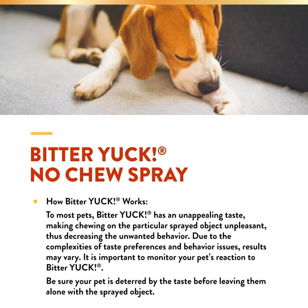 Bitter No Chew Spray Dogs Cats Training Aid Water-Based Formula Stops Chewing on Furniture Paws Wounds Plants 8 fl oz