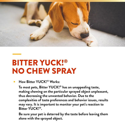 Bitter No Chew Spray Dogs Cats Training Aid Water-Based Formula Stops Chewing on Furniture Paws Wounds Plants 8 fl oz