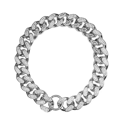 Plastic Dog Collar Chain Diamond Inlay Sparkle Bulldog Necklace