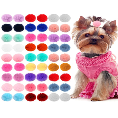 40PCS Dog Hair Accessories Small dog Hair Bows Round Lace Bows rubber bands