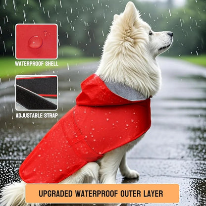 Waterproof Dog Raincoat Small Medium Dogs Lightweight Adjustable Poncho Pullover with Leash Hole Cotton Lining Easy to Clean