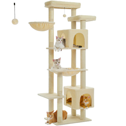 This Large Cat Tree is the ultimate multi-level playground for indoor cats. Featuring plush condos, sturdy scratching posts, cozy perches, and spacious caves, it provides endless entertainment, comfort, and climbing fun for y