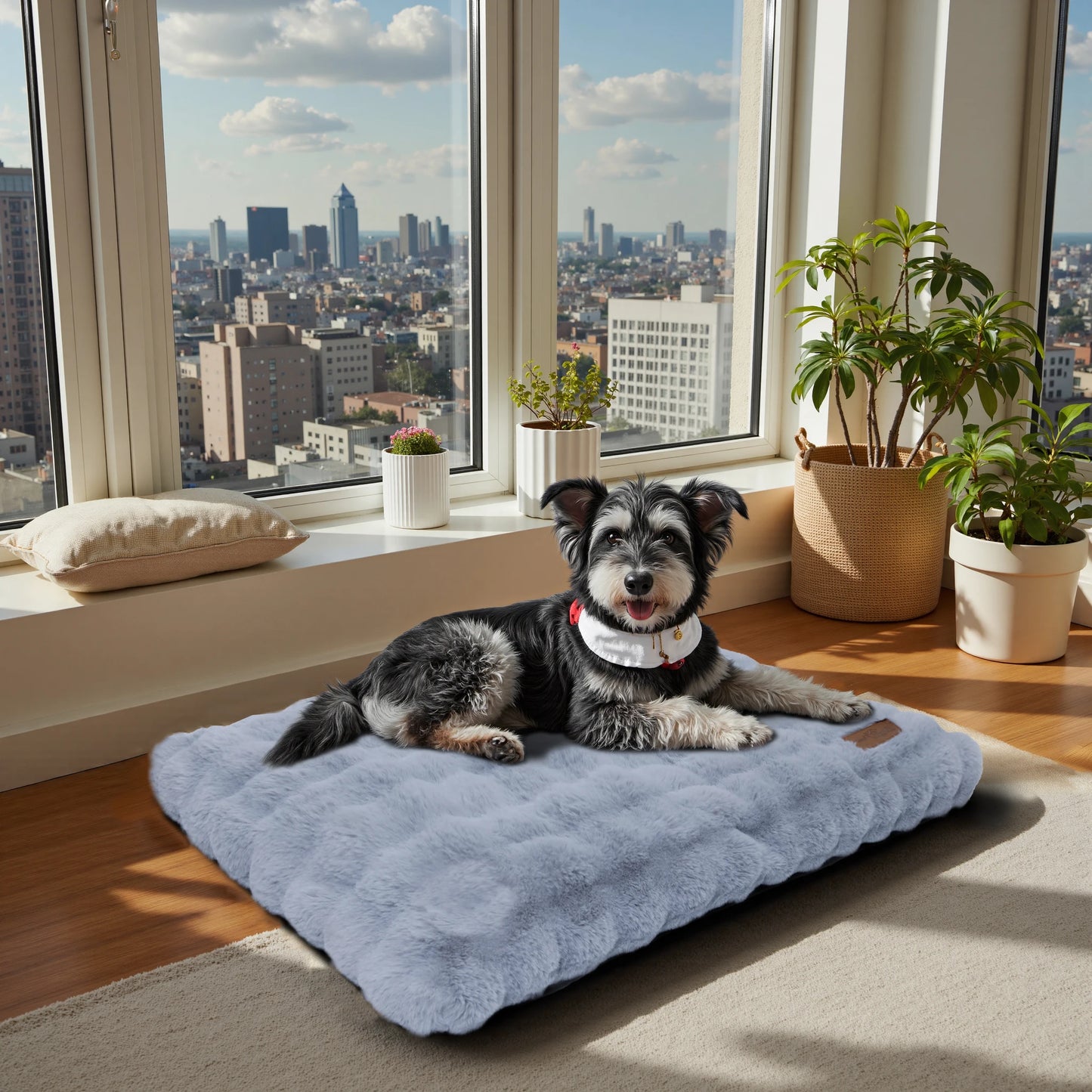 Fluffy Dog Crate Bed for Extra Large Dogs, Calming Anti Anxiety Dog Bed, Washable Soft Warm Crate