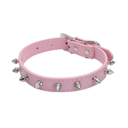 1pc Cool Collar Leather, Spiked Studded, Small Medium Colorful Pets Necklace