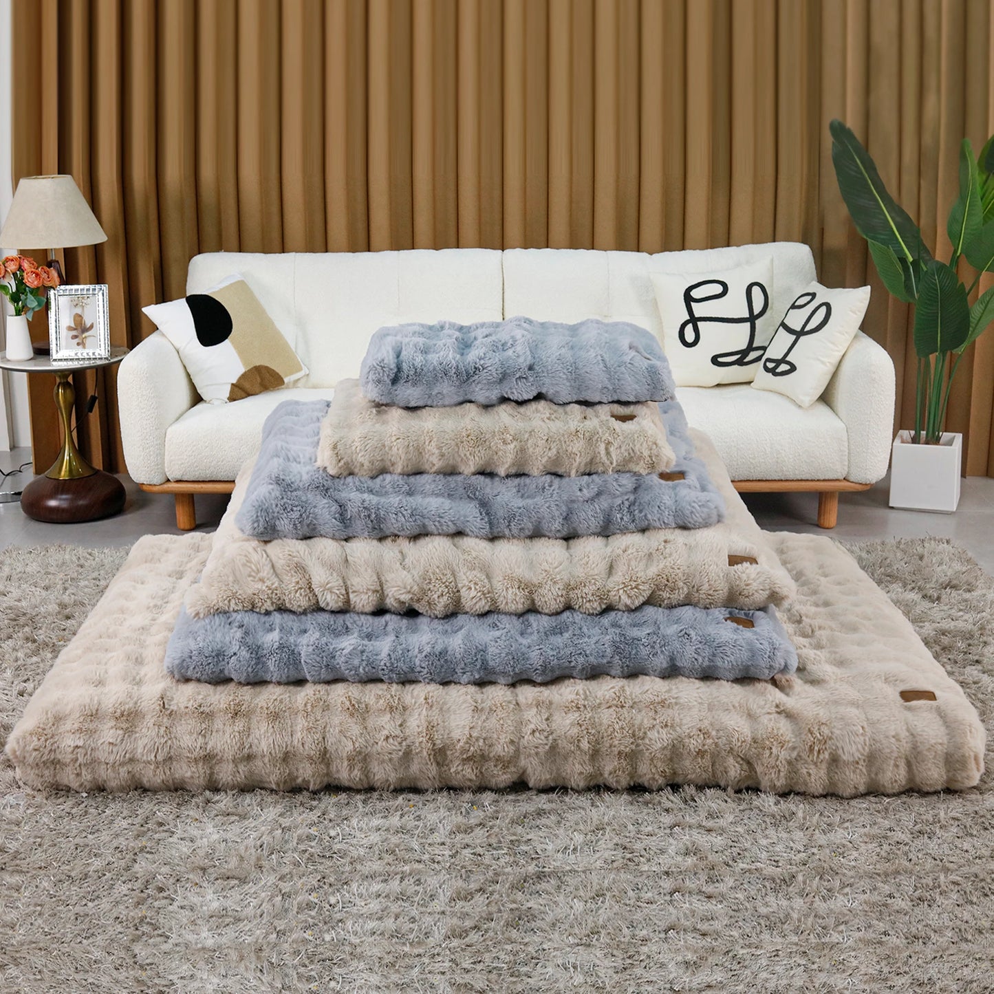 Fluffy Dog Crate Bed for Extra Large Dogs, Calming Anti Anxiety Dog Bed, Washable Soft Warm Crate