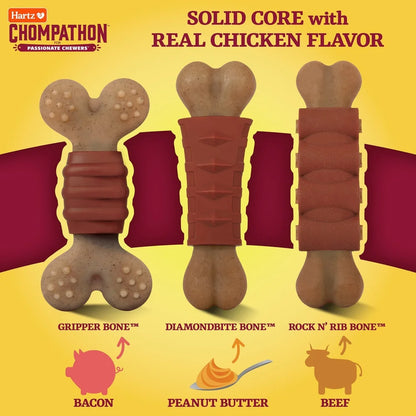 Durable Dual-Textured Dog Chew Toy Rib Shape Promotes Dental Health Chicken Beef Flavor Easy Grip Washable Medium Dogs