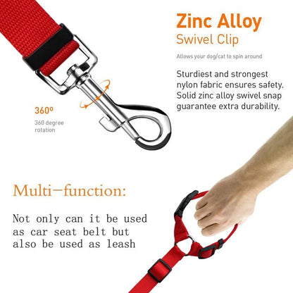 Two-in-one Nylon Adjustable Dogs Harness, Collar.  Car Seat Belt Lead Leash