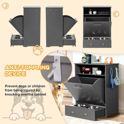 Storage Cabinet with Removable Bowls Feeder Station