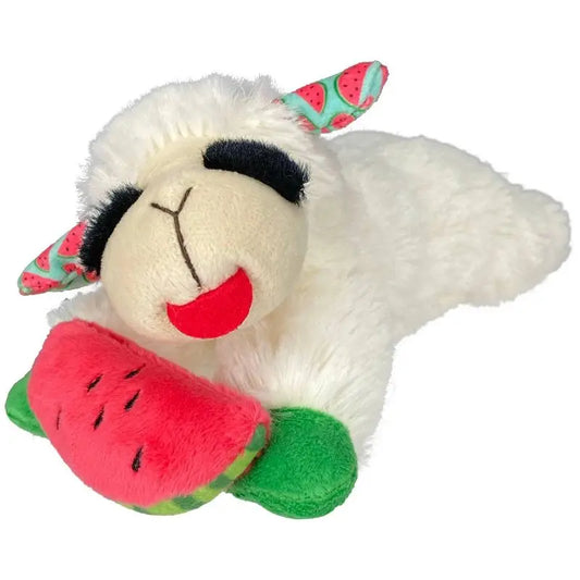 8" Lamb Chop Plush Dog Toy with Watermelon Squeaky Soft Chew Toy for Puppy Small Medium Dogs