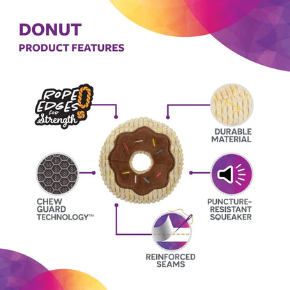 Durable Squeaky Plush Dog Toy Chocolate Donut Chew Small Breeds