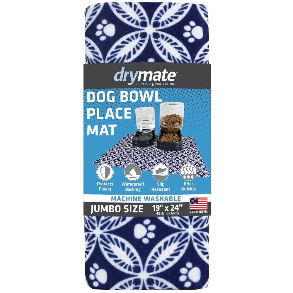 Waterproof Dog Food Mat Slip-Resistant Stain Resistant Absorbent Feeding Mat Machine Washable Protects Floors Durable 19x24in