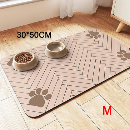 Feeding Placemat for Food and Water Bowl, with Waterproof Rubber Backing, Quick Dry Water Mat for Dog Cat