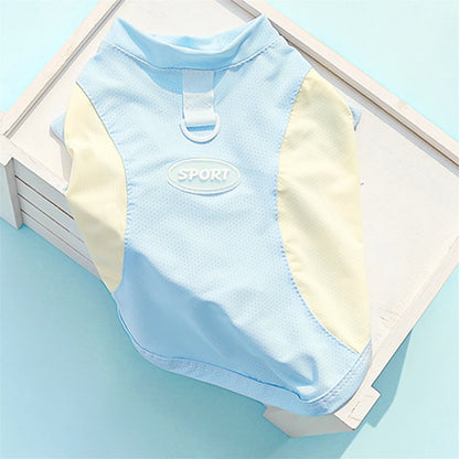 Breathable Cooling Dog T-Shirt with Ice Silk Material for Cats and Puppies - Lightweight and Soft Pet Tank Tops in Contrast