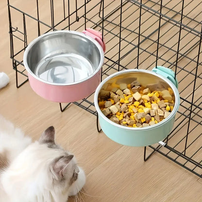 Anti Tipping dog bowl.  Adjustable Stainless Steel Bowl, Perfect Hanging Feeder for Providing Food and Water for Dogs