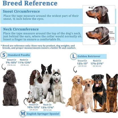 Dog Head Collar Anti-Pulling Halter with Leash Adjustable Snout Harness Training Tool