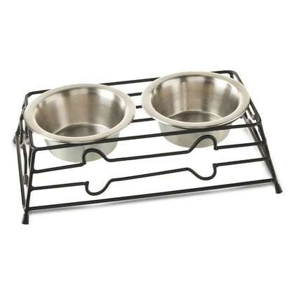 Elevated Dog/Cat Metal Diner Stainless Steel Bowls 12.68 fl oz 3-in-1 Compact Design Easy Clean Durable Non-Corrosive