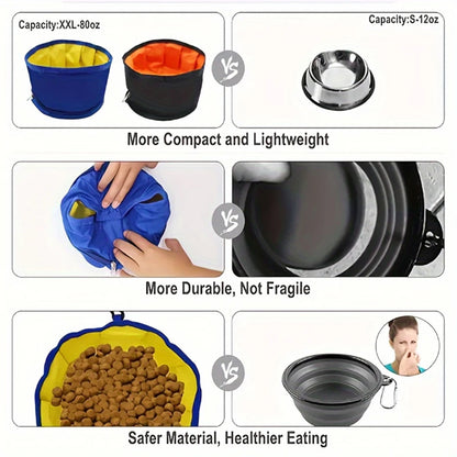 Portable Pet Water Food Feeder Bowl. Convenient, Collapsible Feeding or Water For Dog/Cat