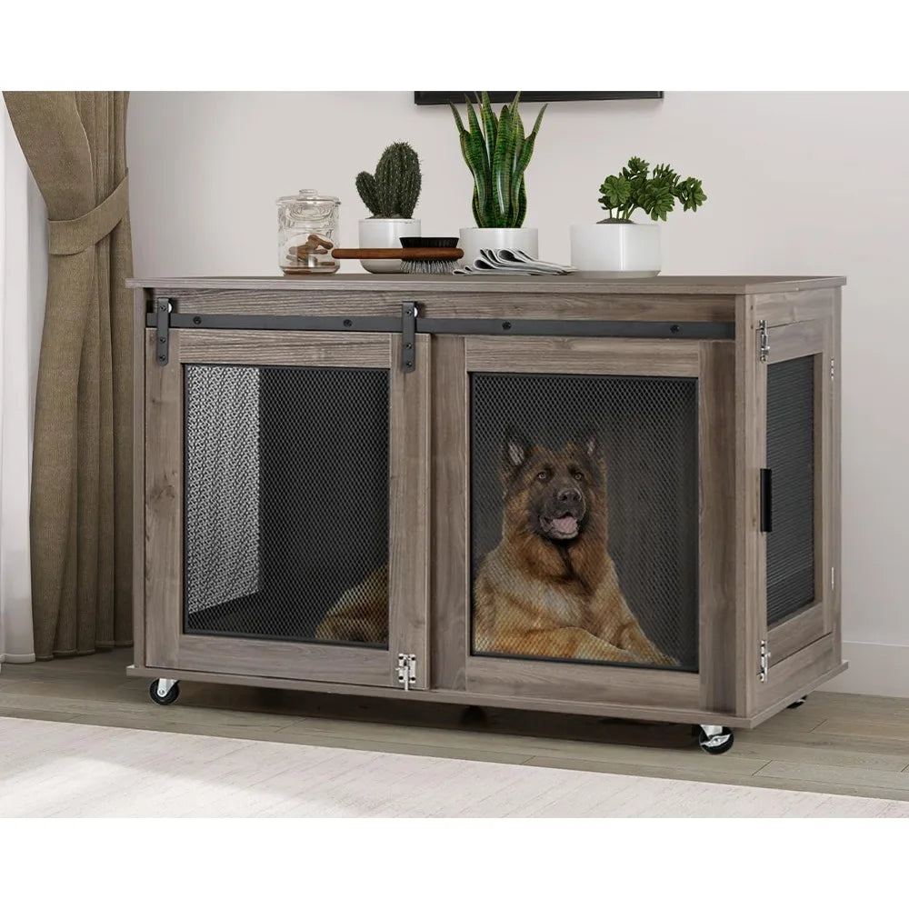 47" Extra Large Dog Crate Furniture, Wooden Heavy Duty XL Dog Indoor.